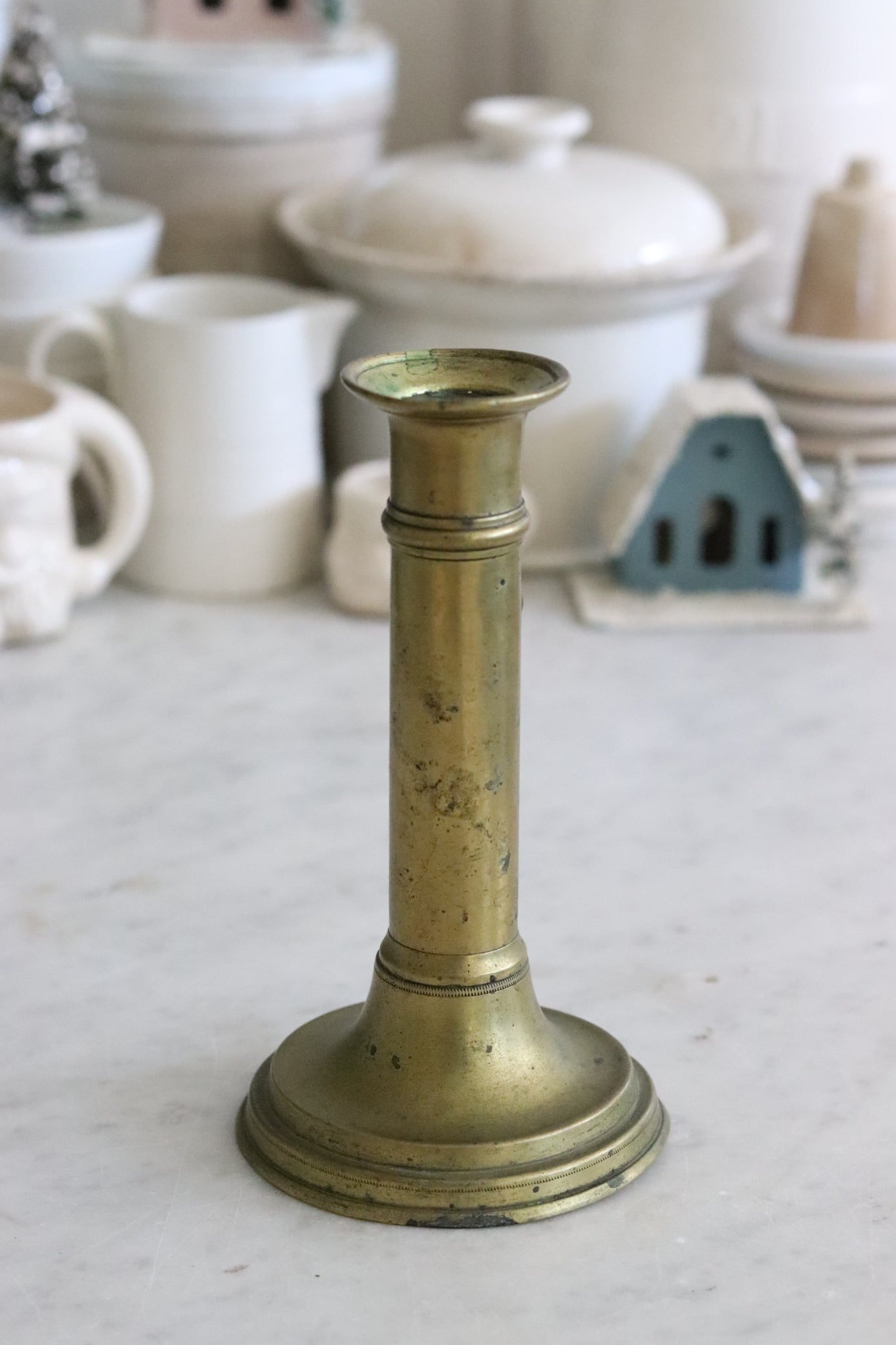 Vintage French Brass Candlestick Holder