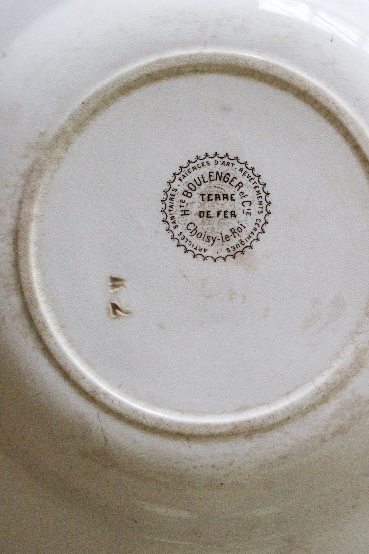 Antique French Transferware Shallow Bowl with Birds