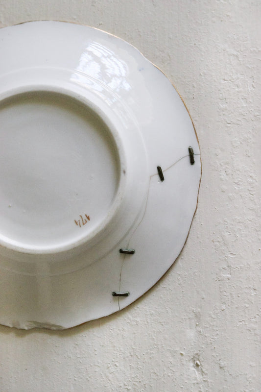 Vintage English Saucer with Staple Repairs No. 1