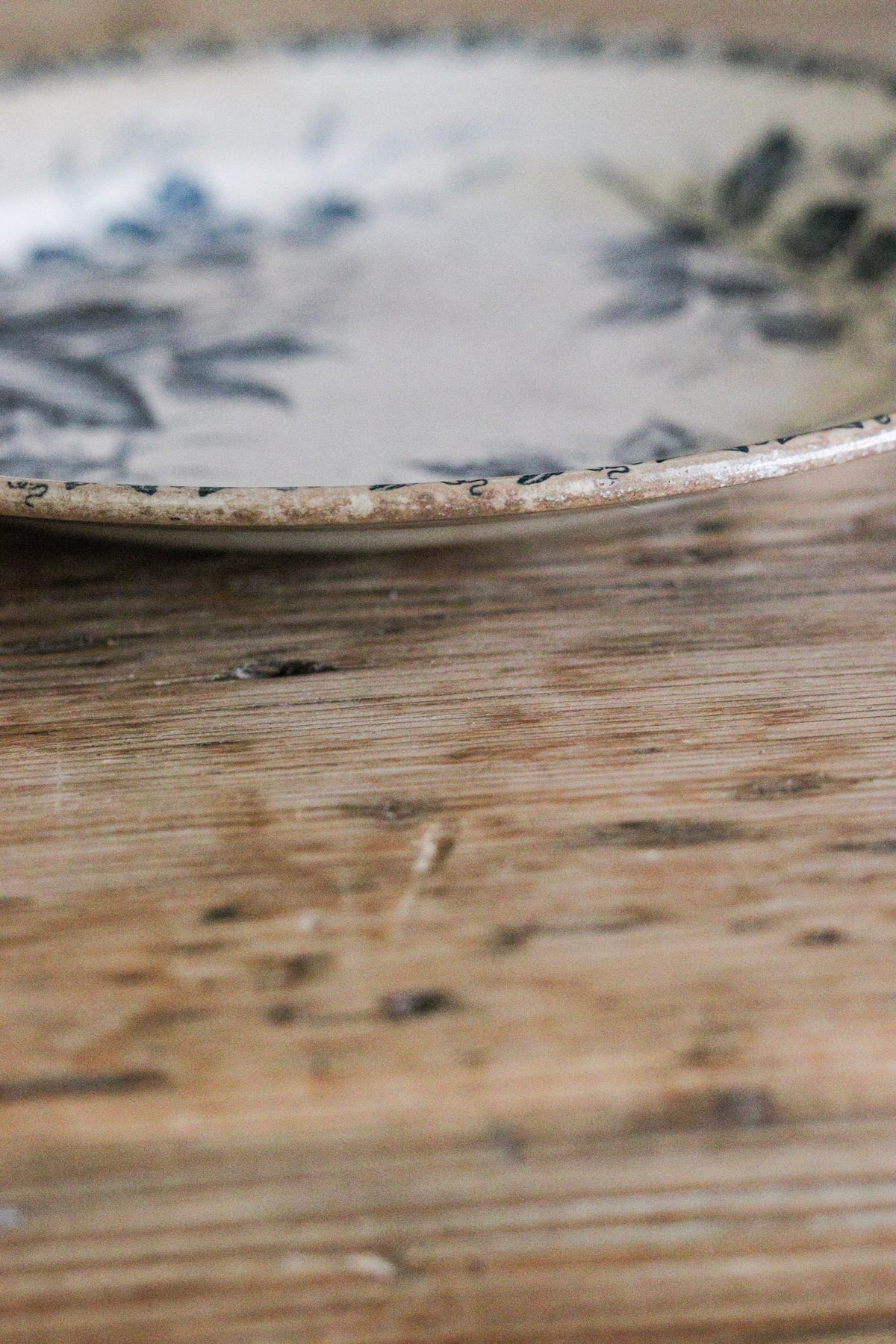 Antique French Transferware Plate with Blackberries