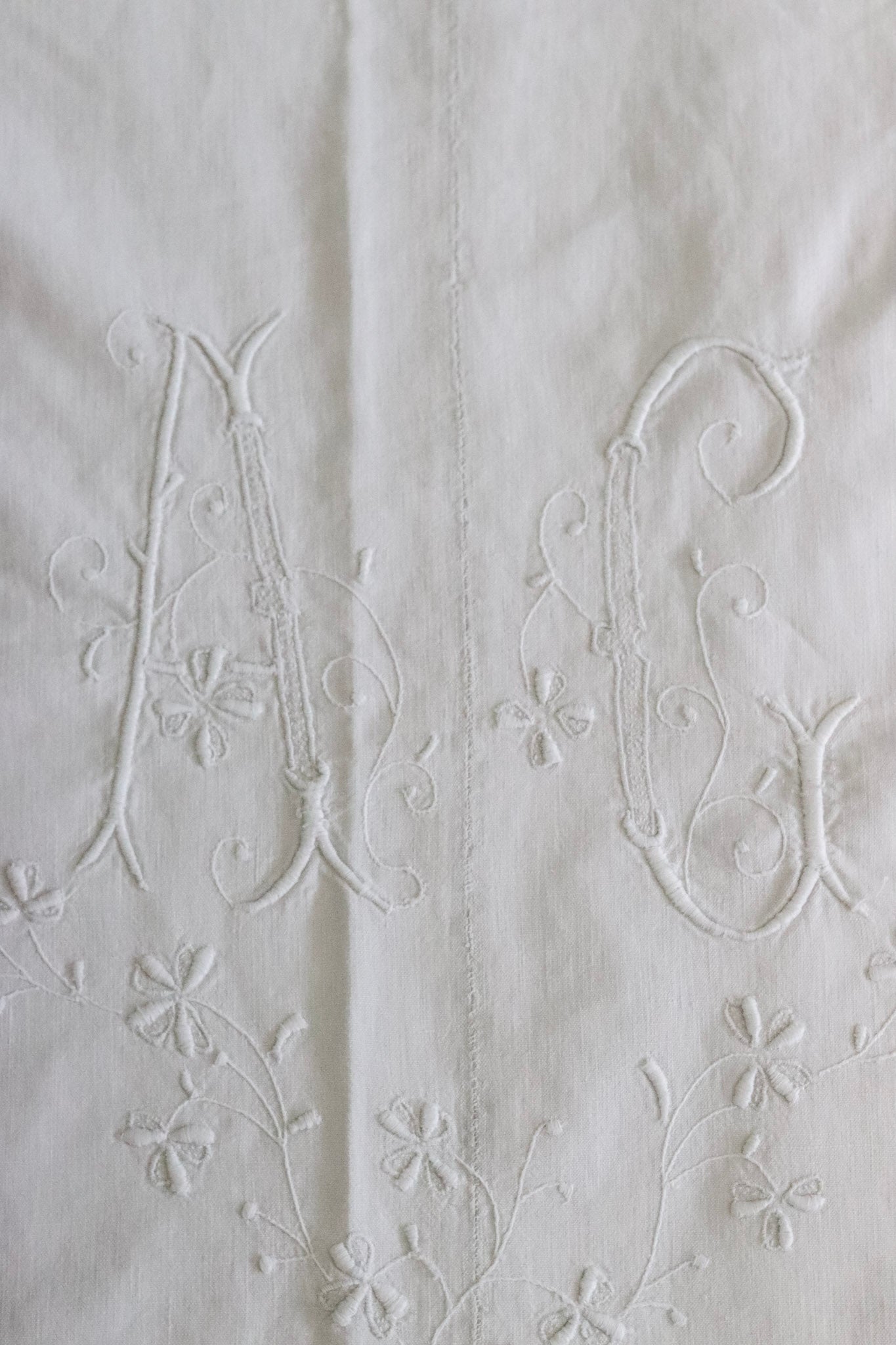 Beautiful French Monogrammed Wedding Sheet