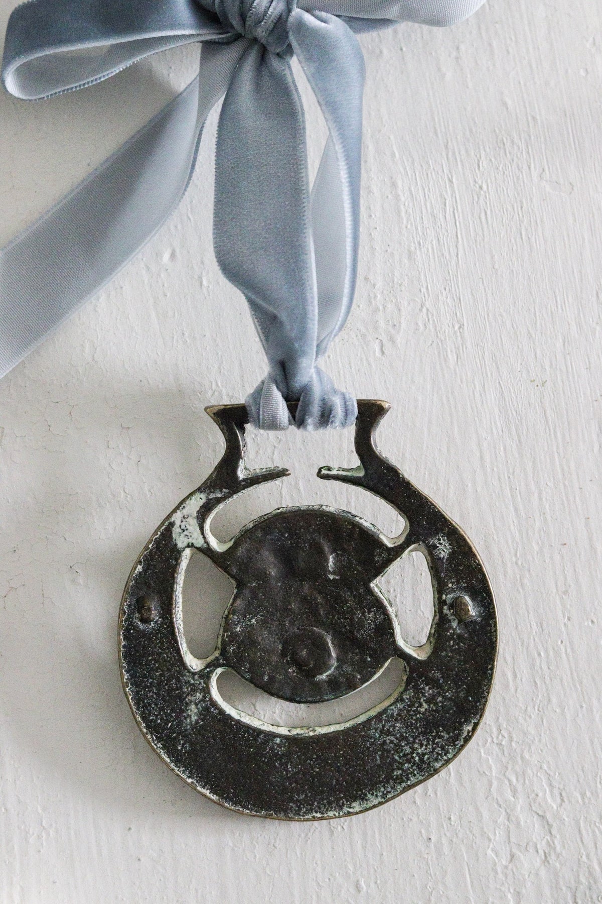 English Horse Brass with Velvet Ribbon - Thistle