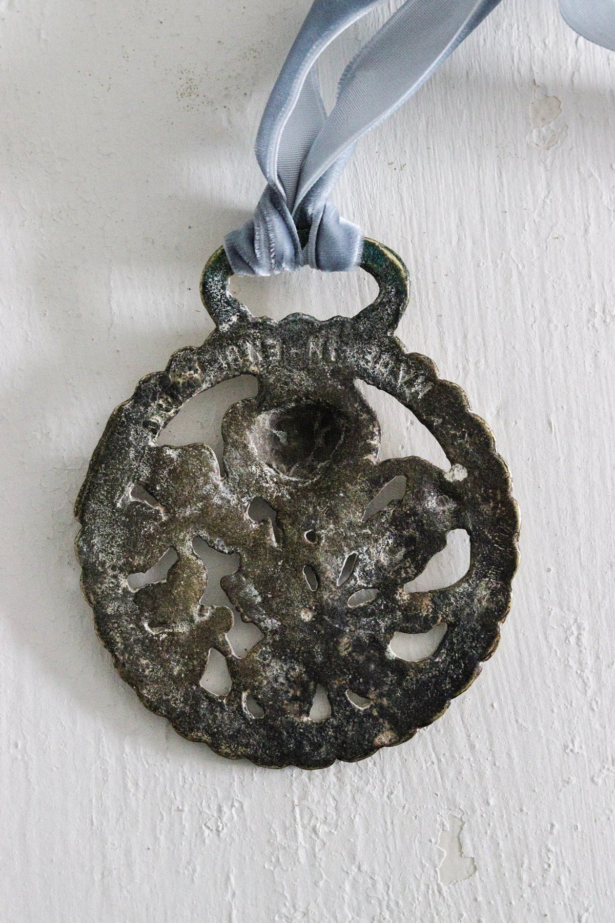 English Horse Brass with Velvet Ribbon - Thistle, Rose & Clover