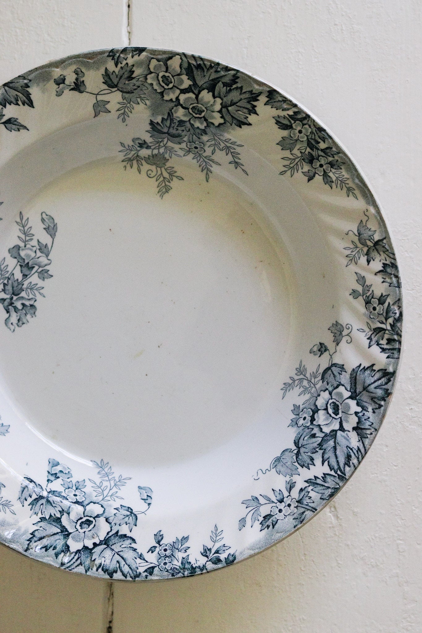 Antique French Transferware Bowl with Flowers