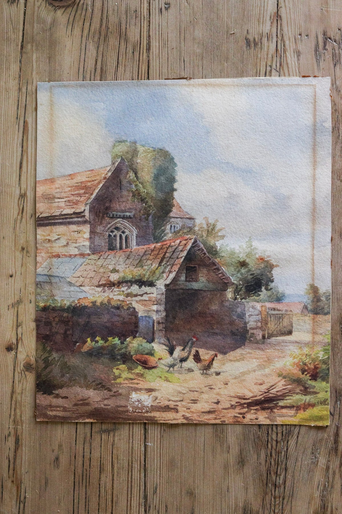 Bishop's Palace Watercolor Painting Dated 1889
