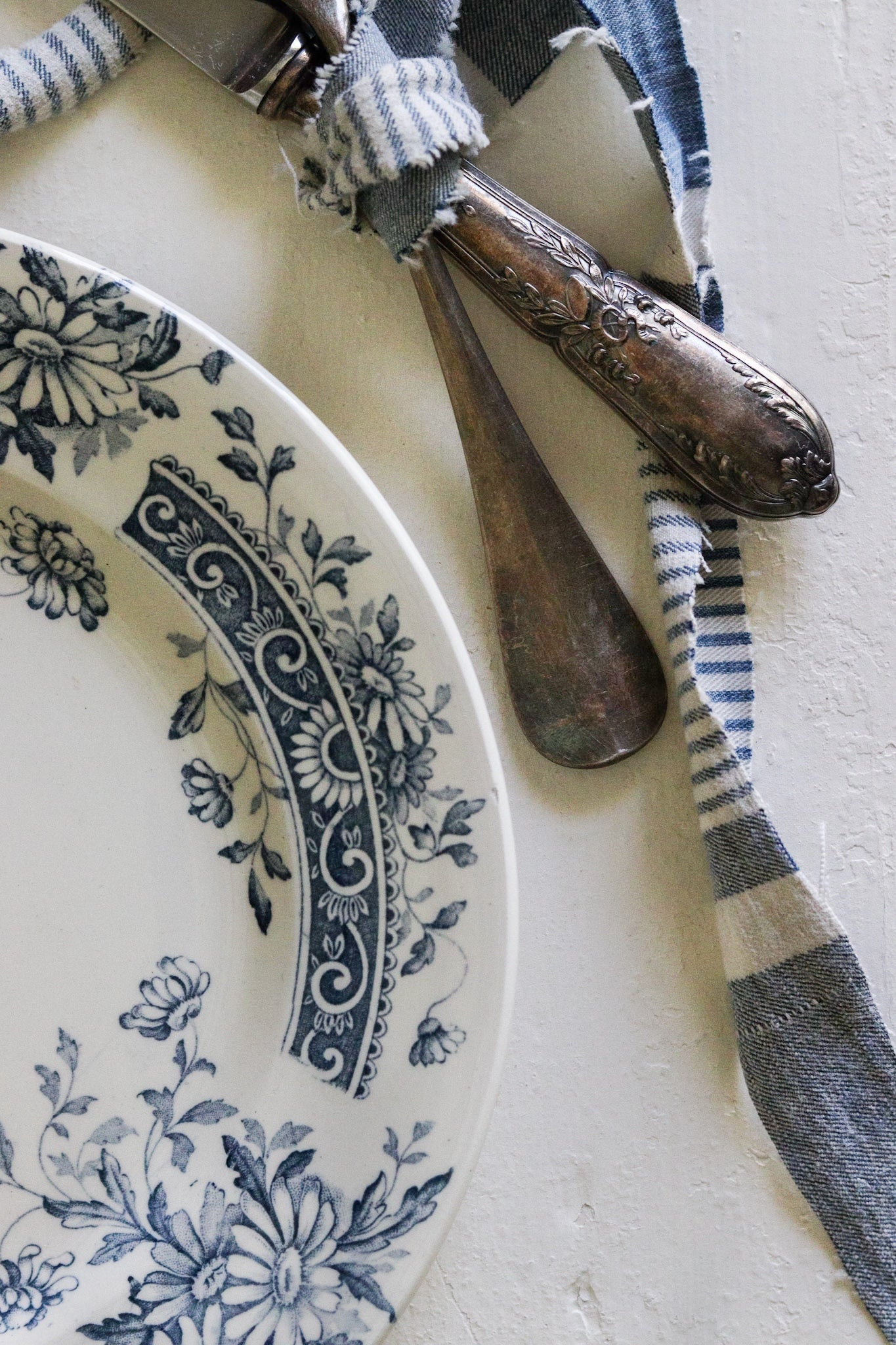 Antique French Transferware Plate with Flowers