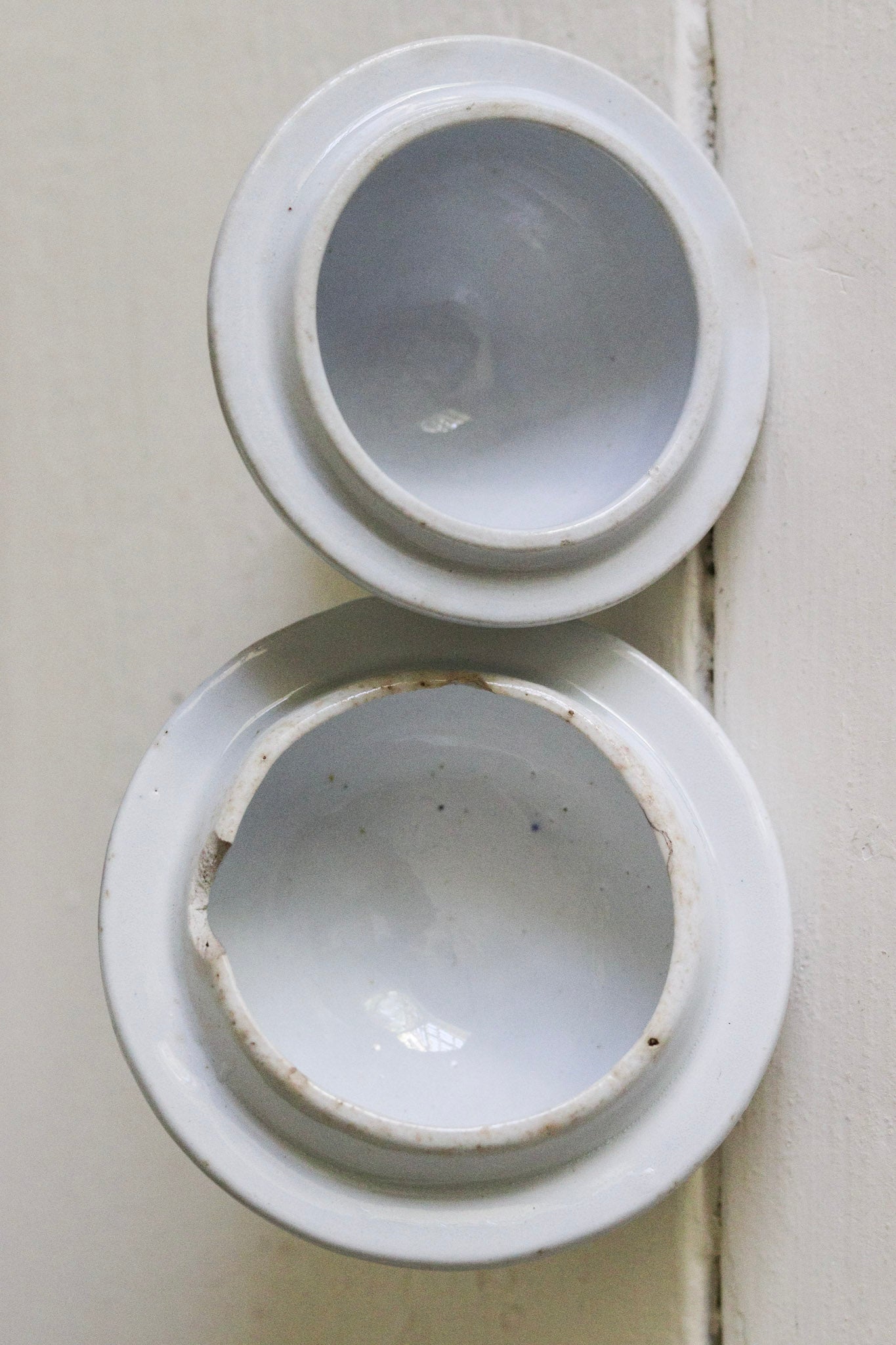 Pair of Ironstone Sugar Pot Lids