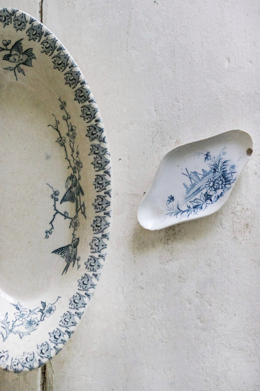Antique French Dînette Set Transferware Ravier No. 1