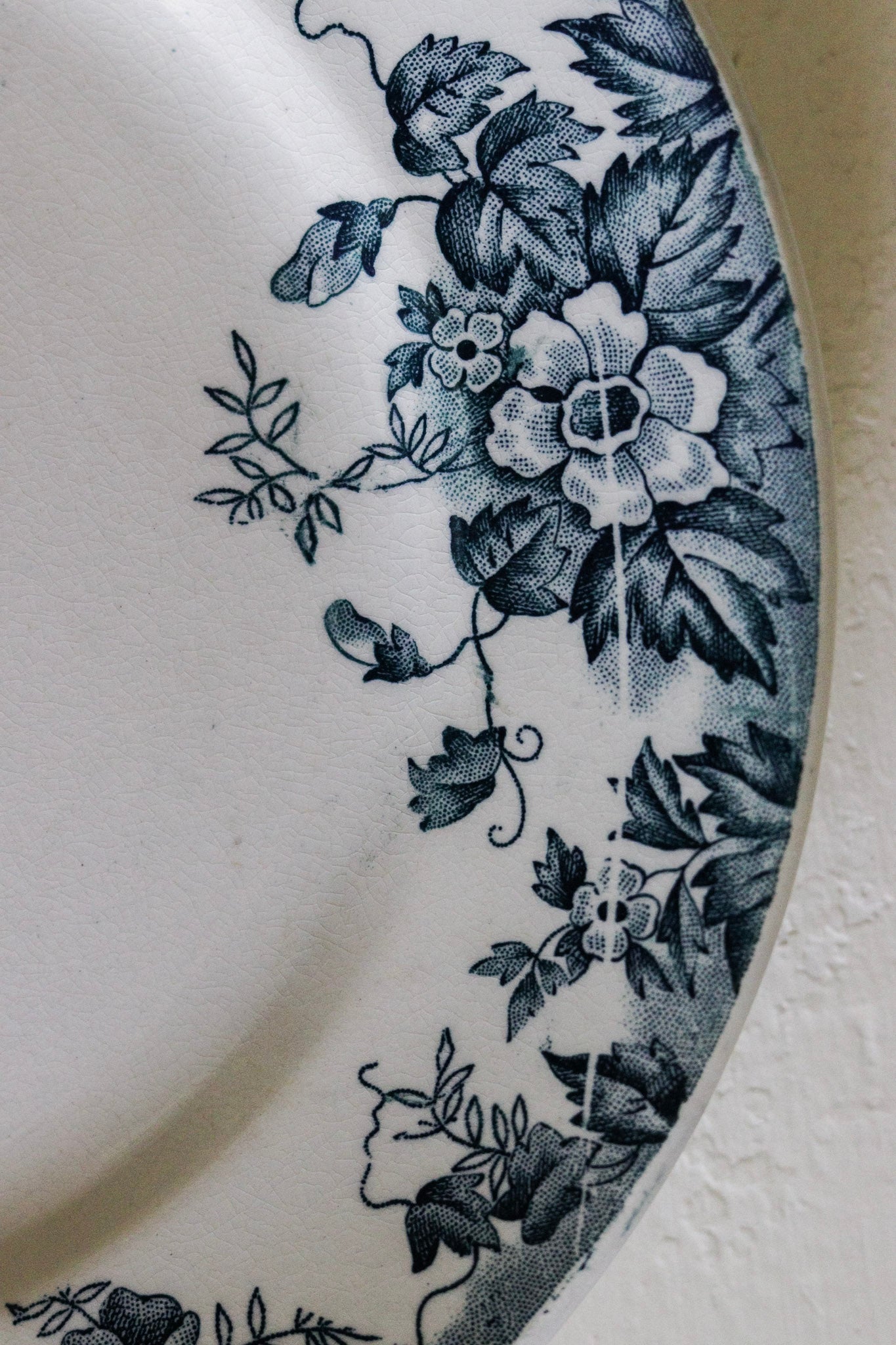 Antique French Transferware Plate with Flowers
