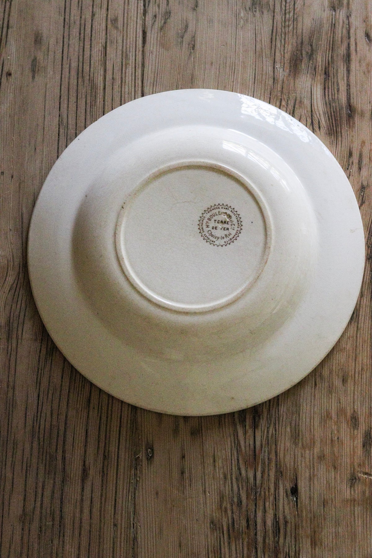 Antique French Transferware Shallow Bowl with Birds