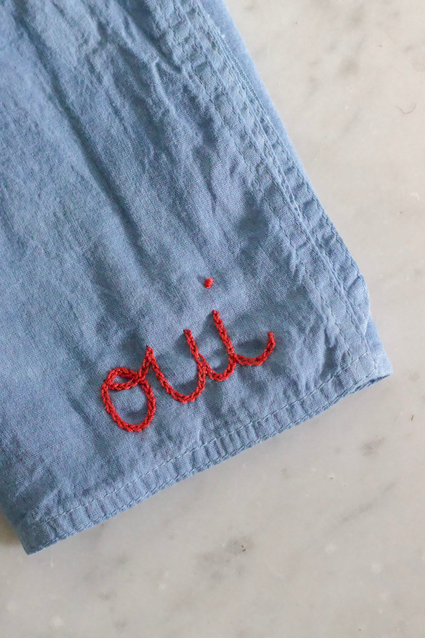 Hand Embroidered Plant Dyed Organic Cotton Bandana