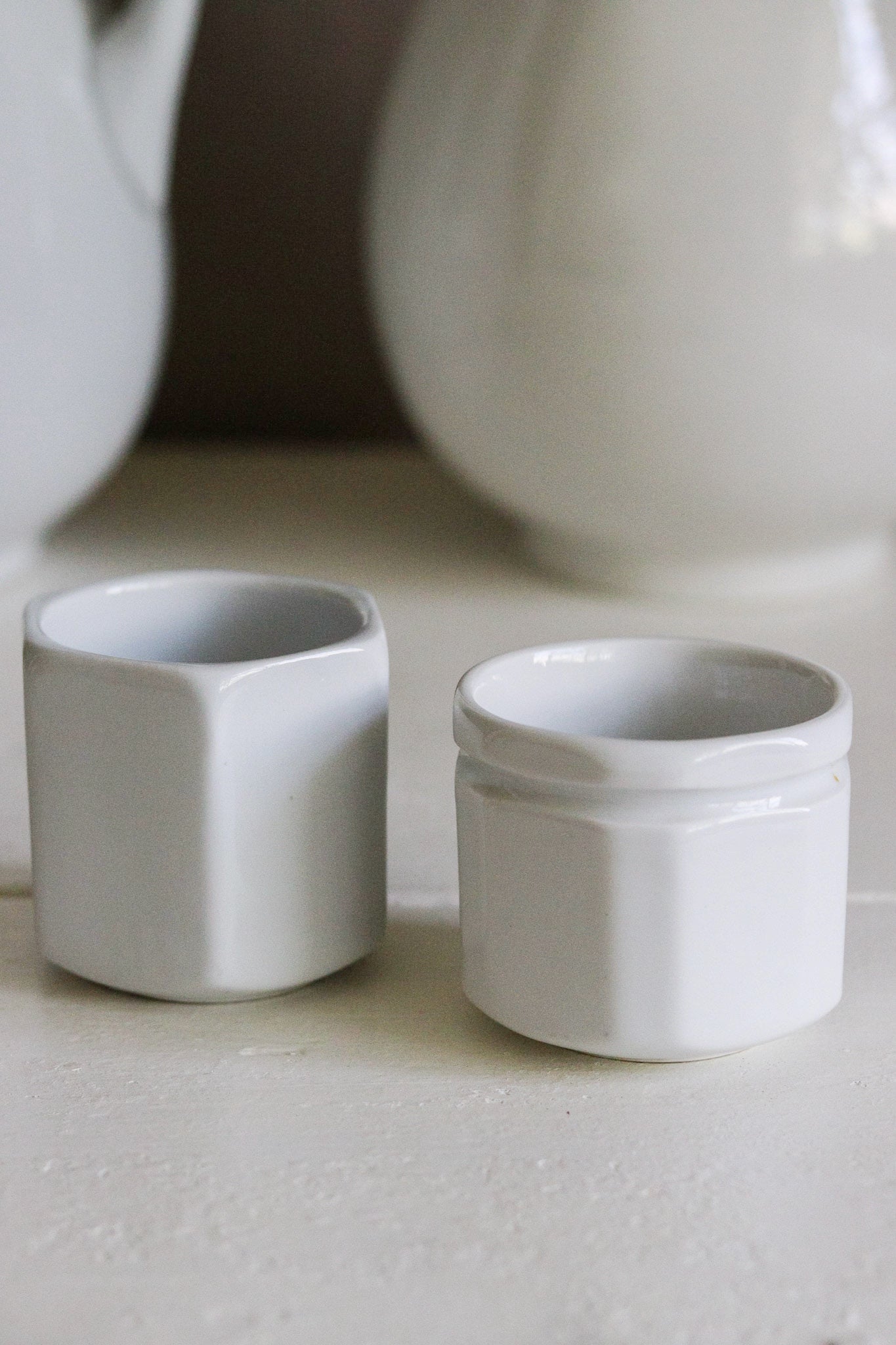 Pair of Vintage French Yogurt Cups