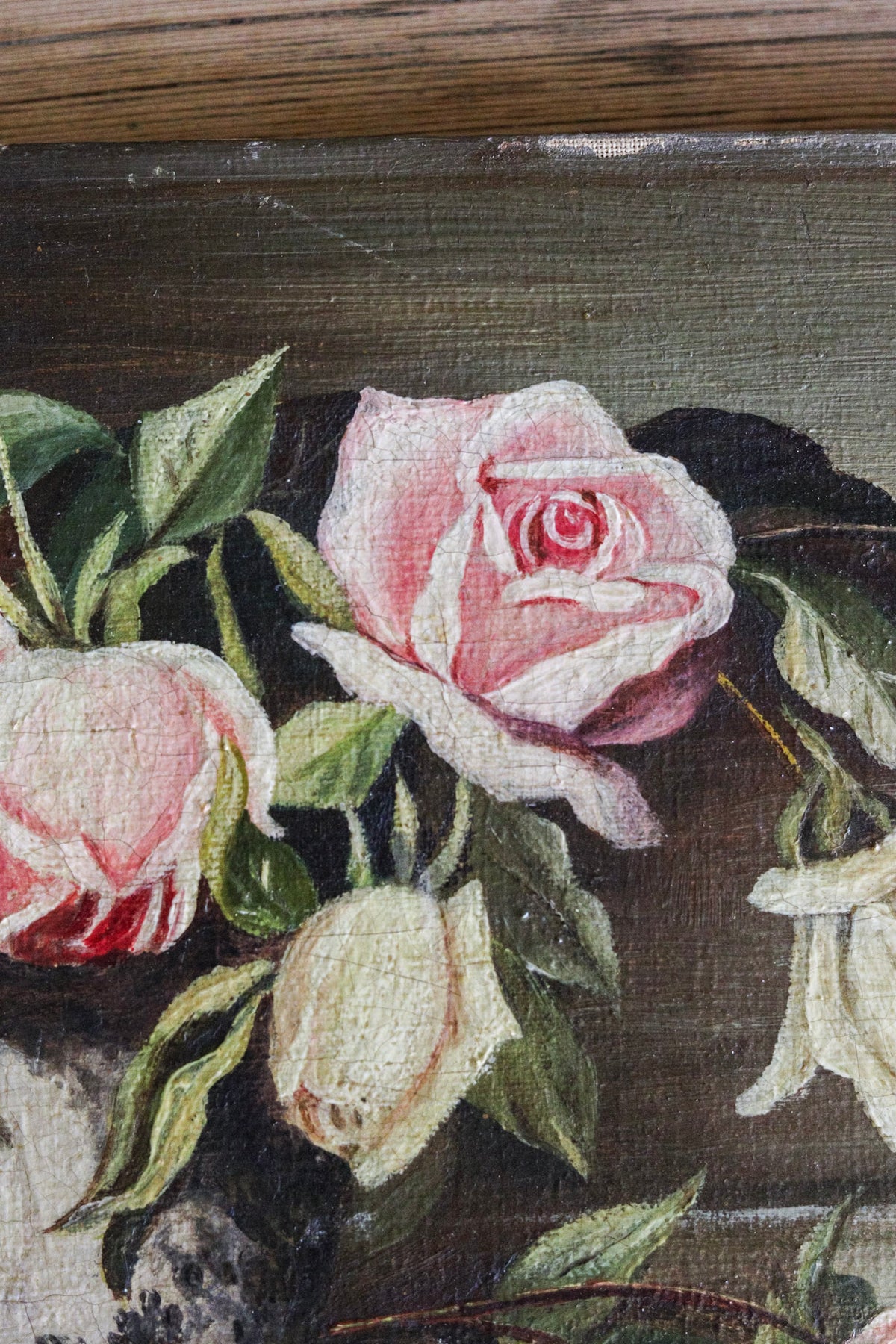 English Roses in Vase Oil Painting