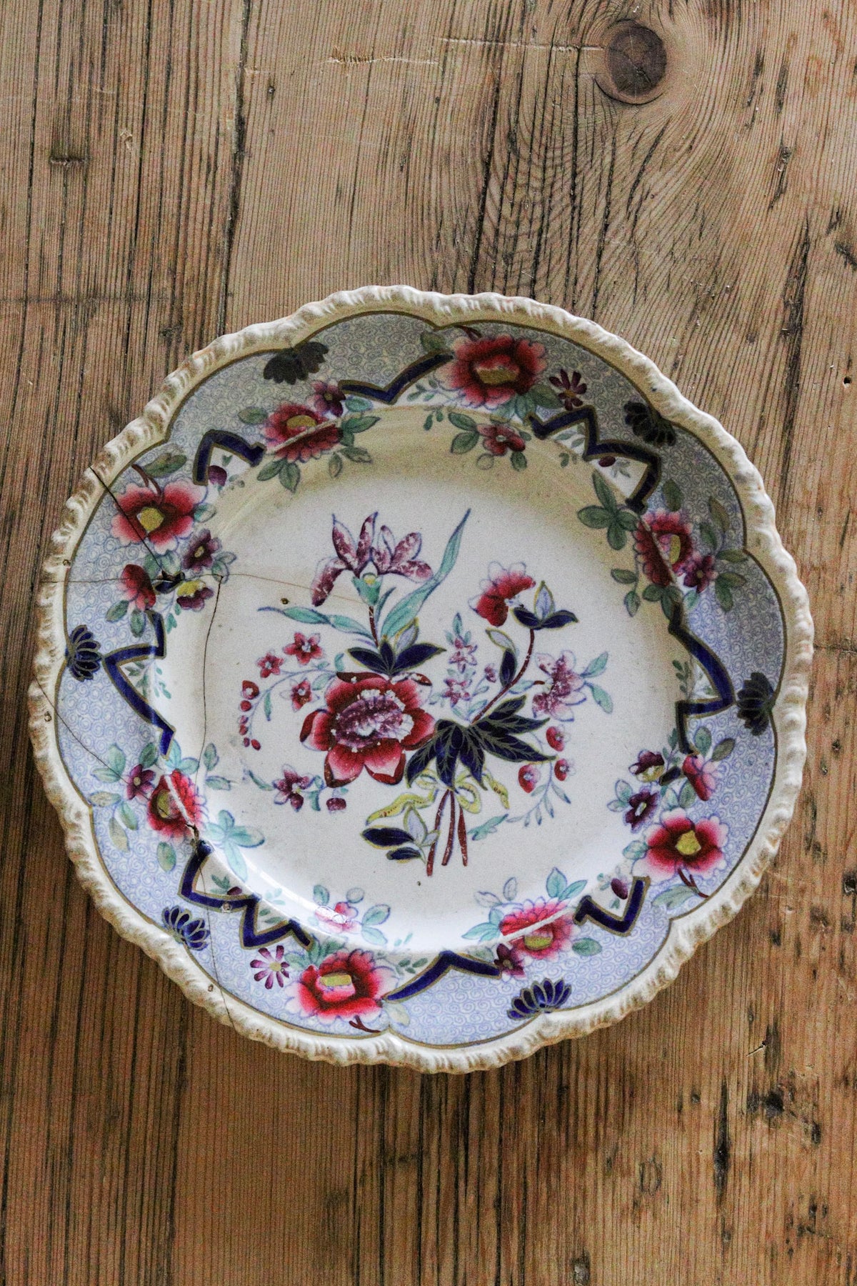 Antique English Staple Repaired Plate