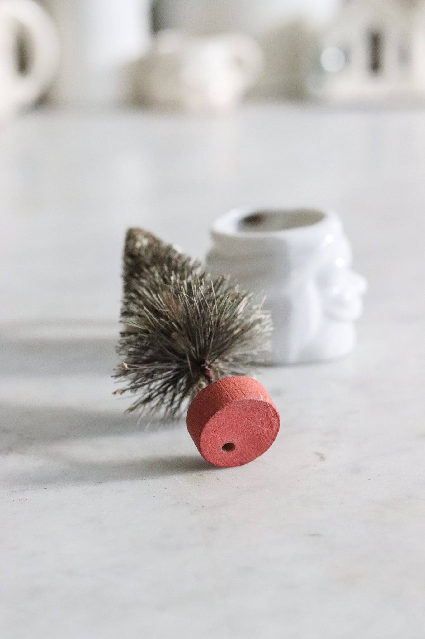 Mini Vintage Santa Mug with Vintage Bottle Brush Tree