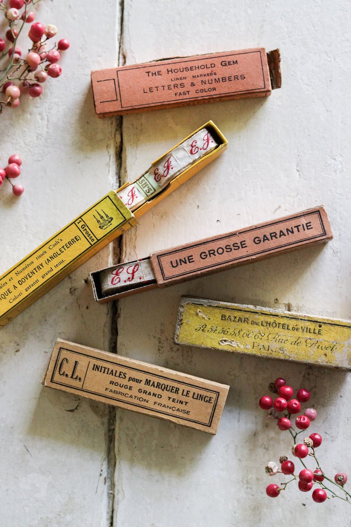 Antique French Monogrammed Ribbon in Box – The Tattered Magnolia