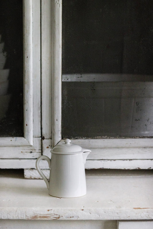 Petite Vintage French Ironstone Creamer with Lid
