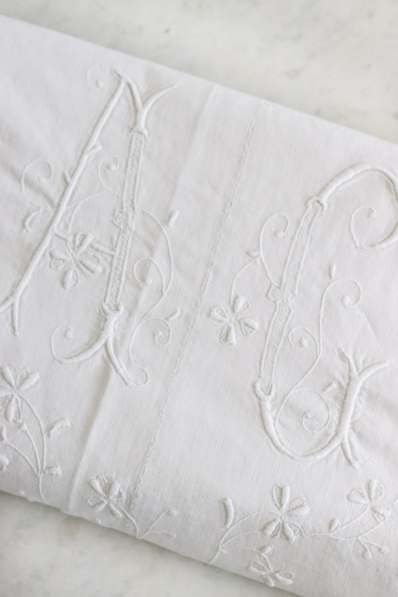 Beautiful French Monogrammed Wedding Sheet