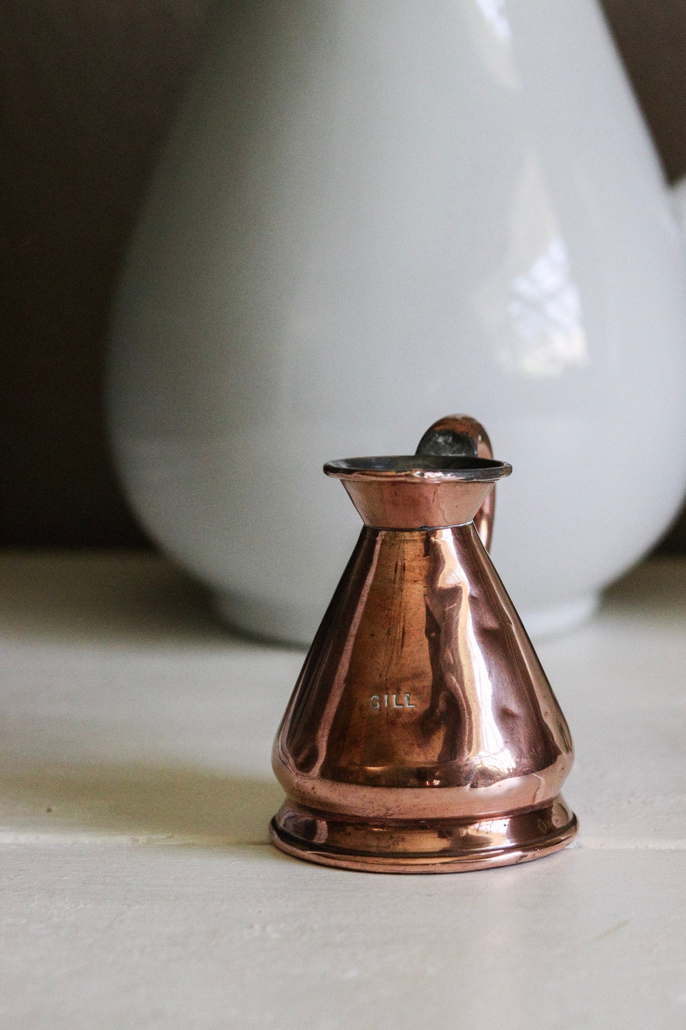 Antique English Copper Gill Measuring Jug