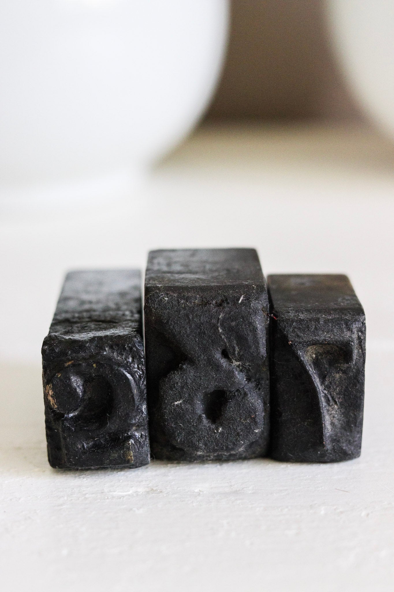 Large Antique Wooden Number Stamps - Set of Three