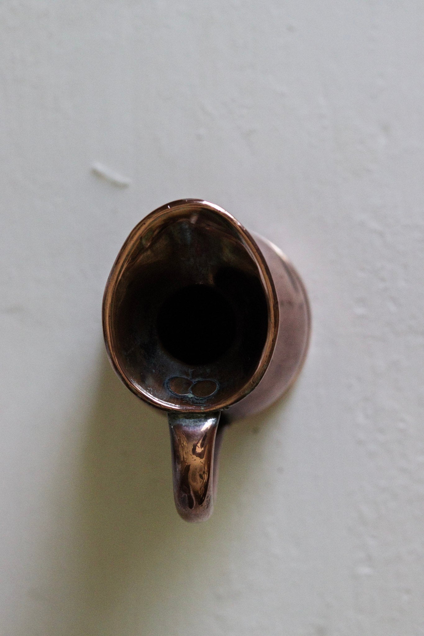 Antique English Copper 1/2 Gill Measuring Jug