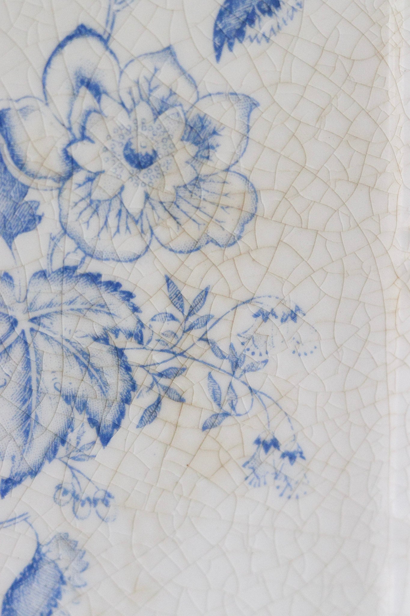 Vintage French Transferware Trivet Tile with Flowers