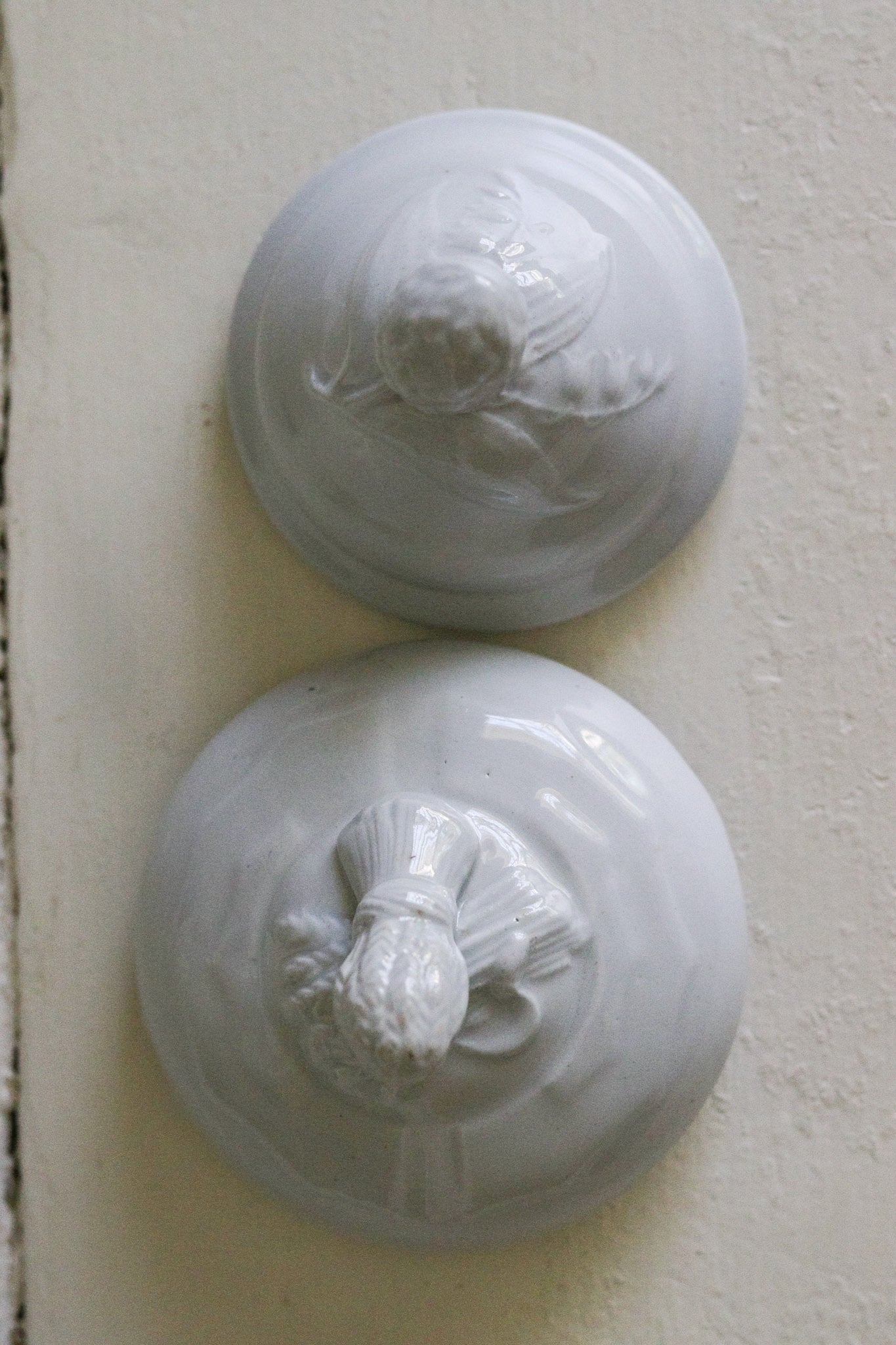Pair of Ironstone Sugar Pot Lids