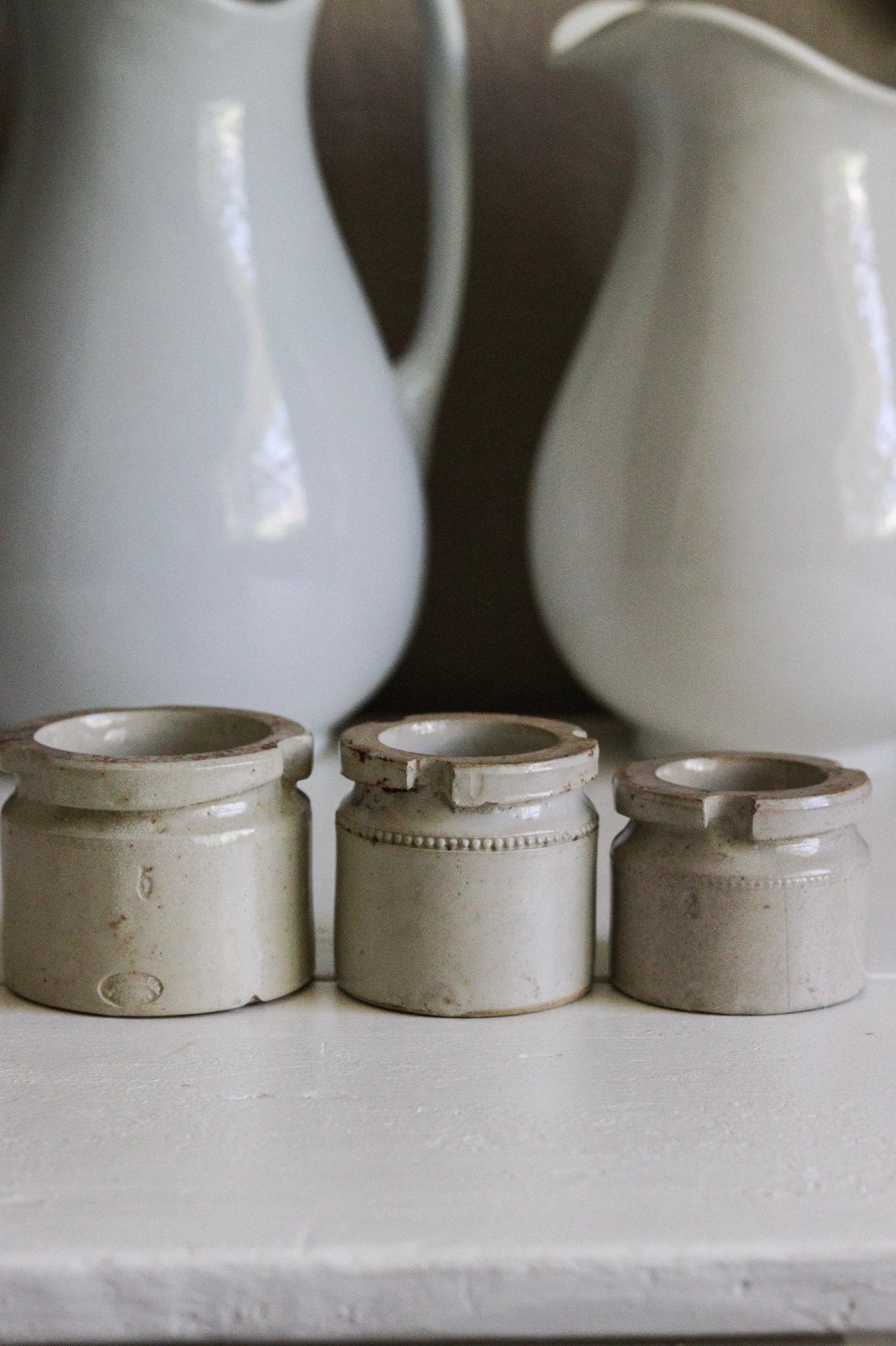 Antique English Caviar Pots - Set of Three