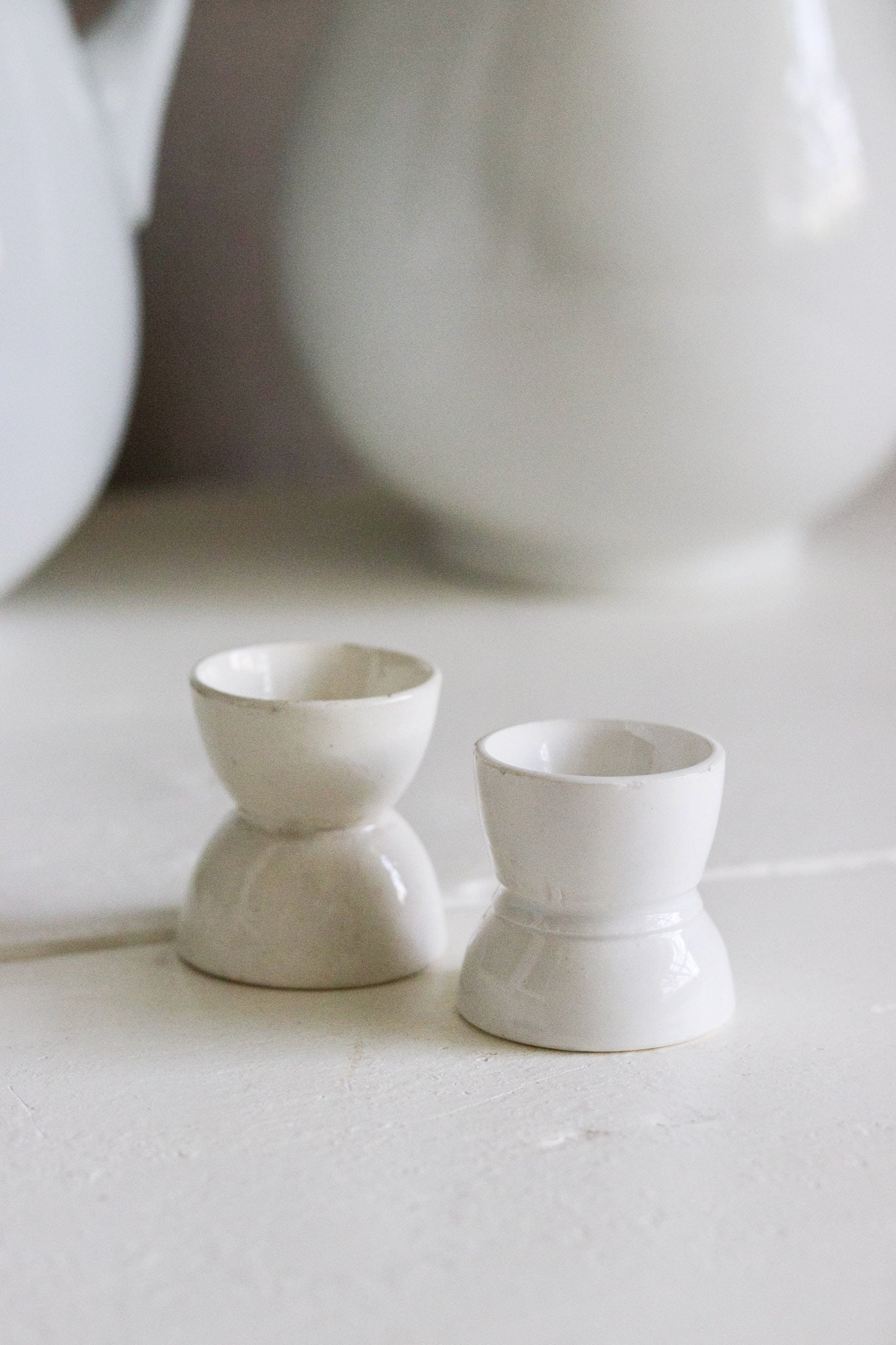Pair of Antique French Ironstone Egg Cups No.3 - See Description