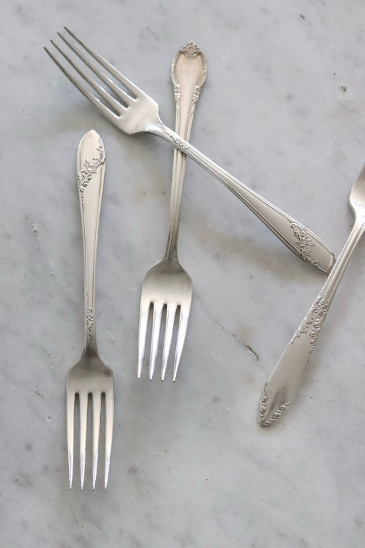 Vintage Silver Plated Dinner Forks - Set of Four, Mixed Patterns