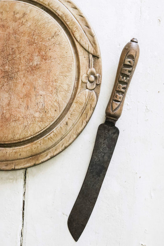Antique English Carved Bread Knife