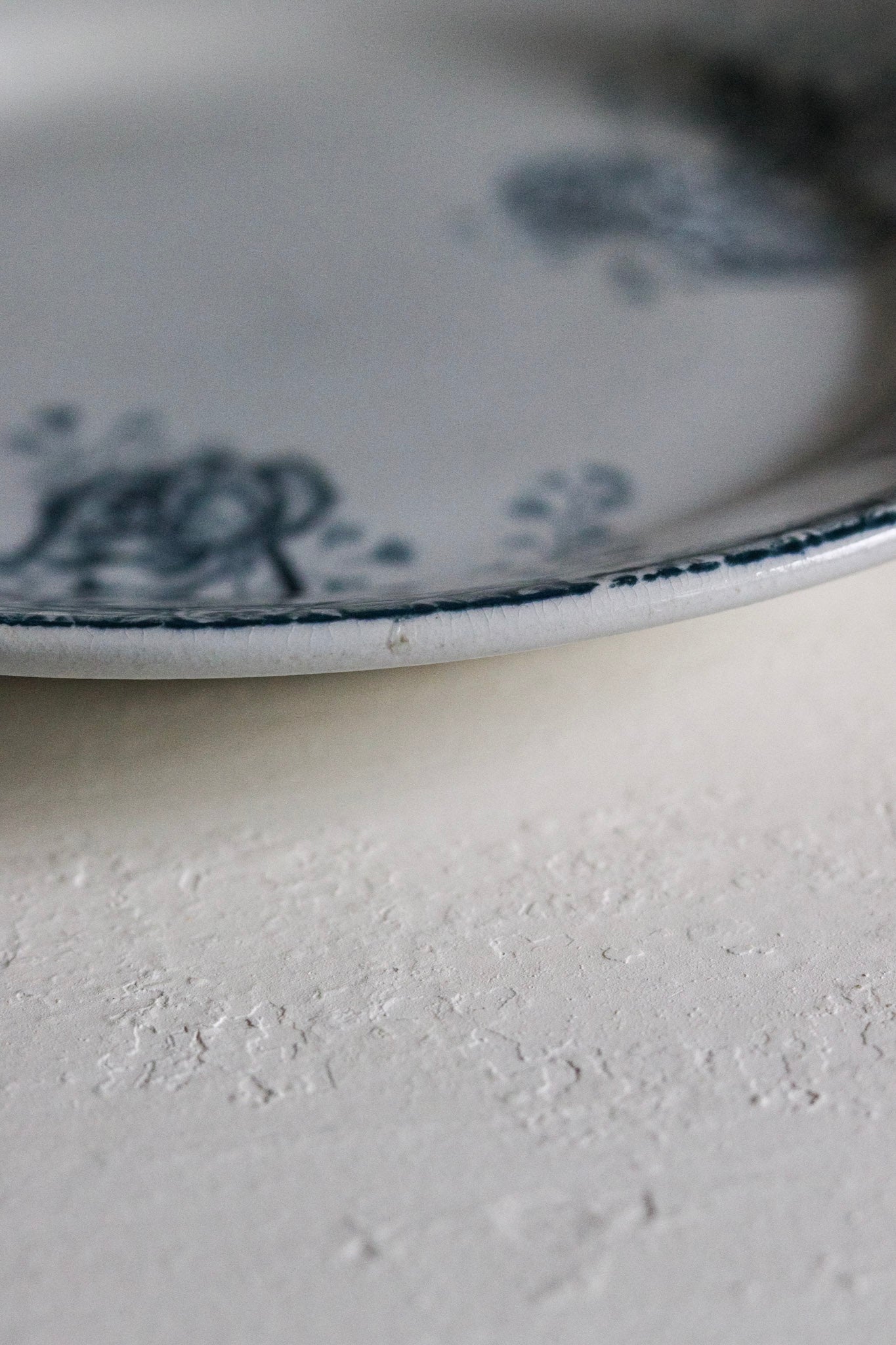 Antique French Transferware Plate with Roses