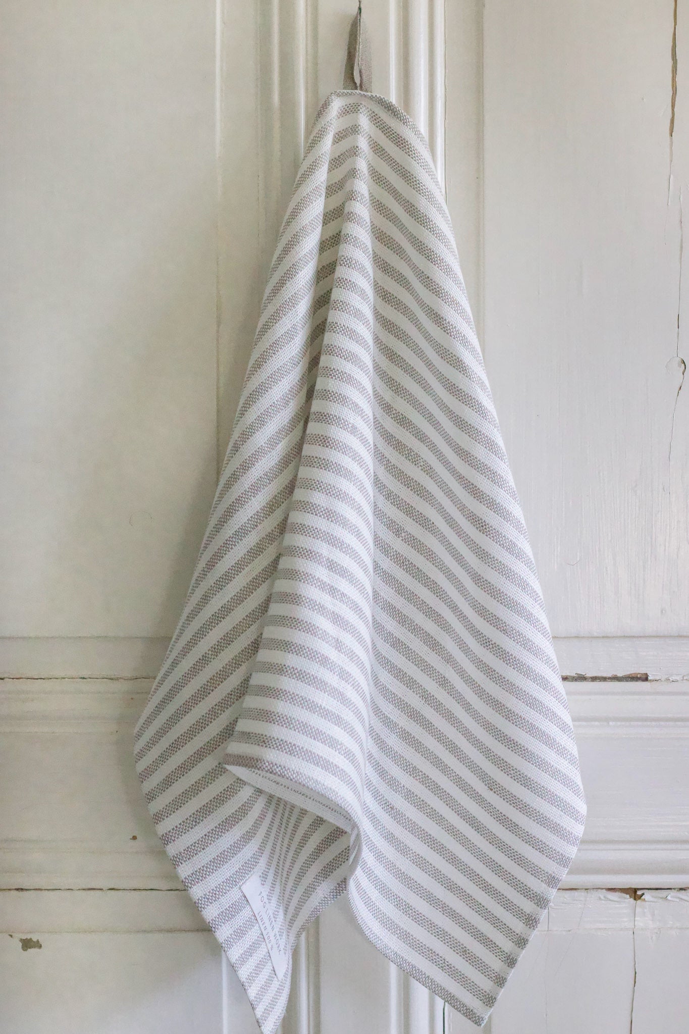 Linen Chambray Hand Towel - Natural Stripe