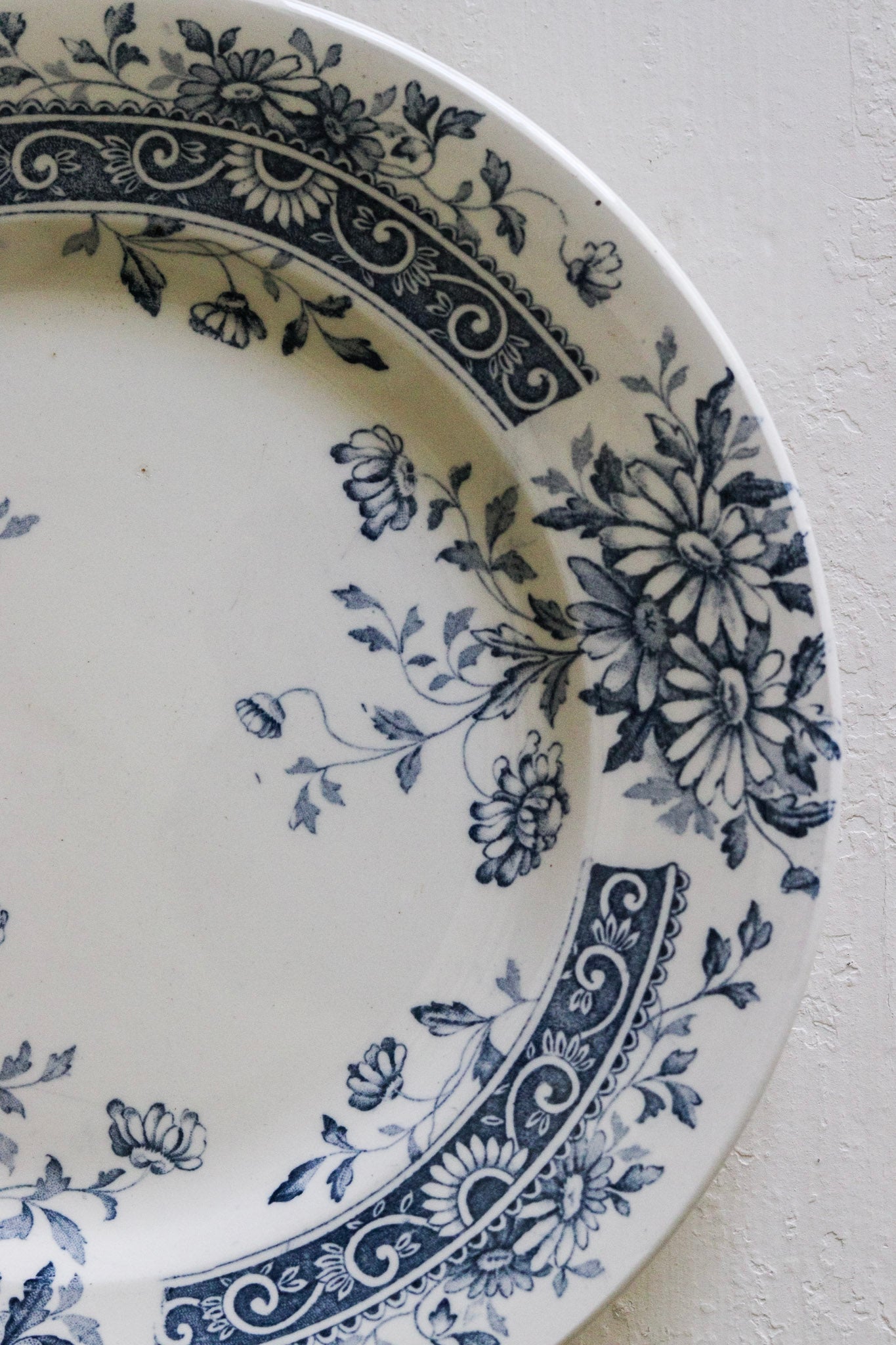 Antique French Transferware Plate with Flowers