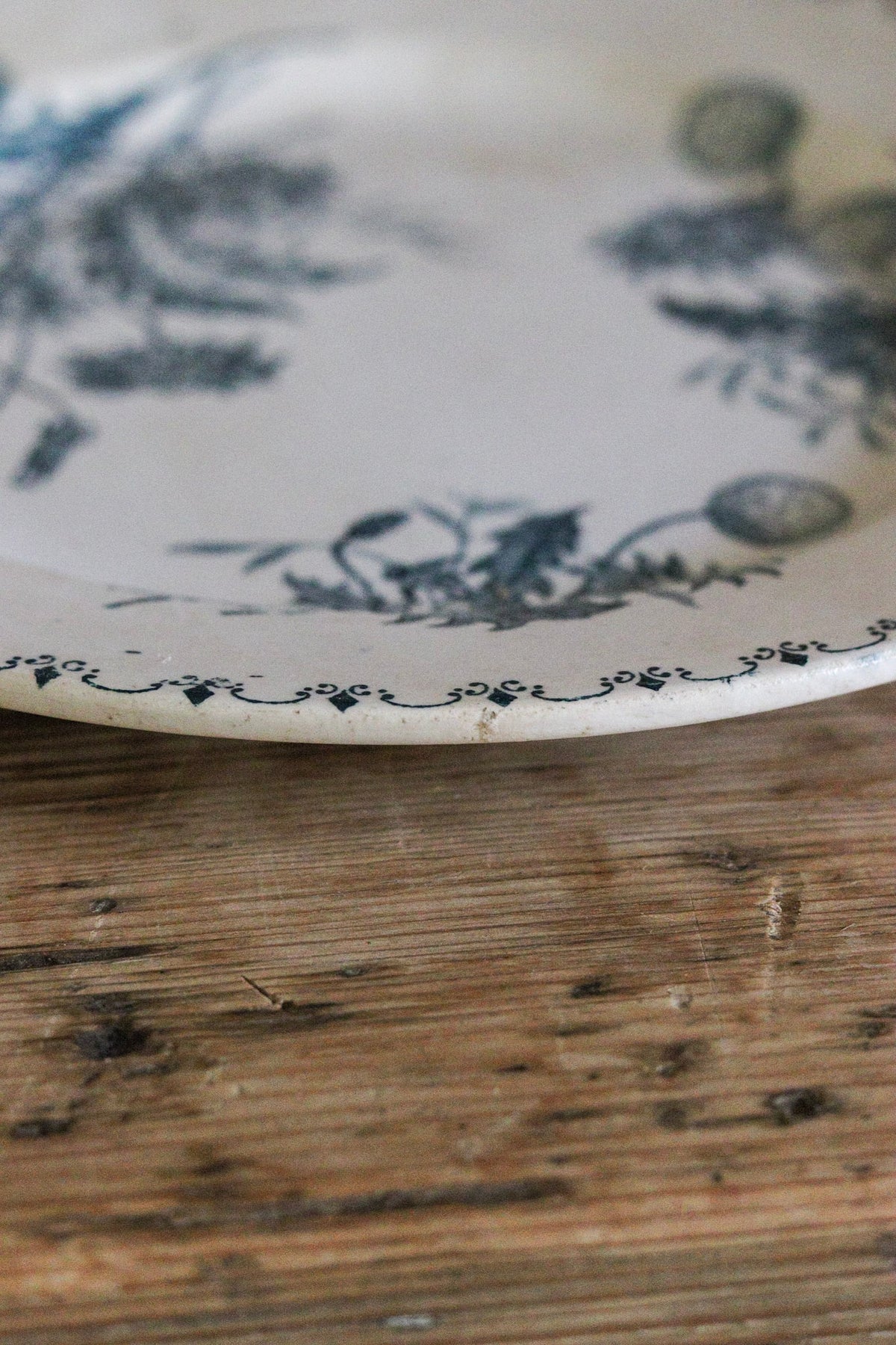Antique French Transferware Plate with Flowers