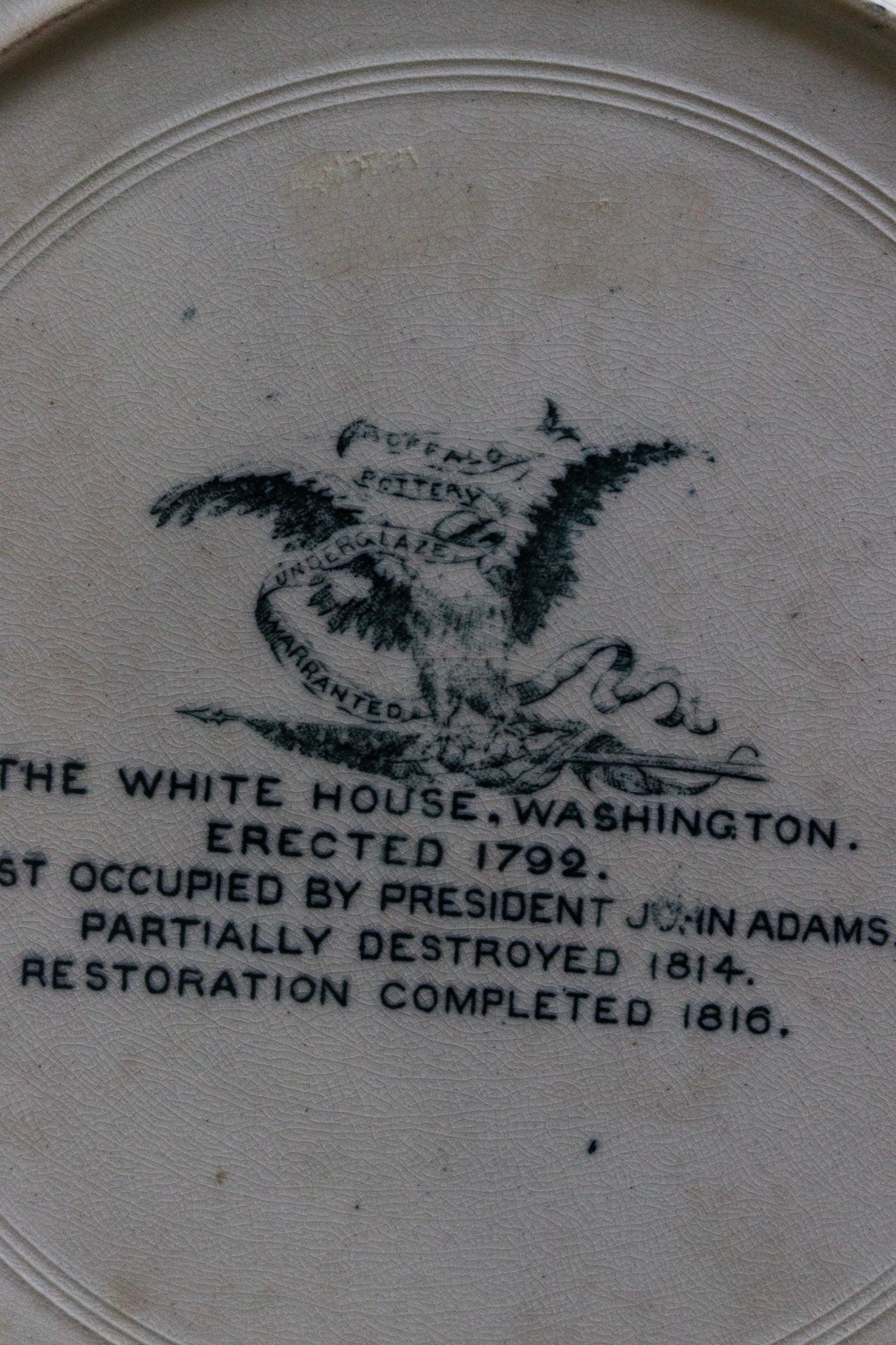 Antique Transferware Plate with The White House