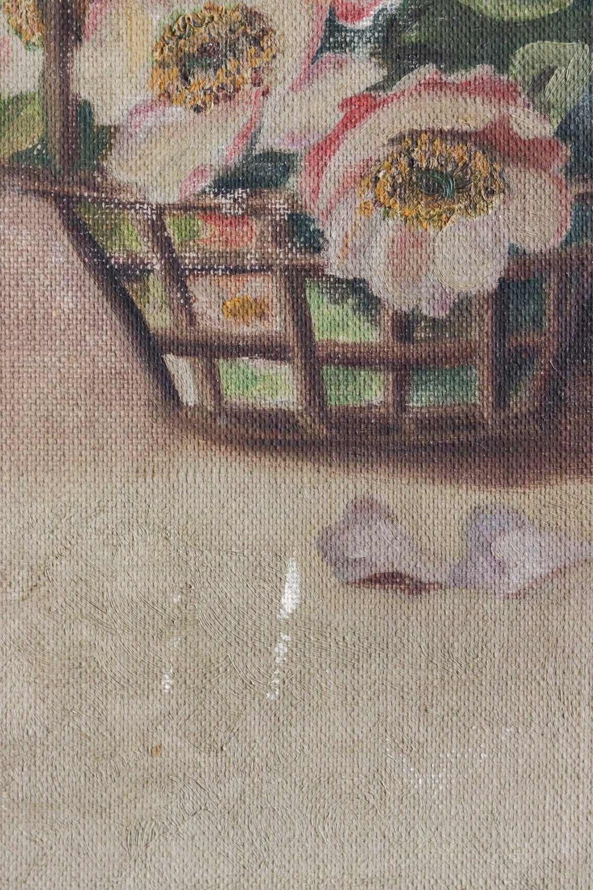 A Basket of Camellias Oil Painting