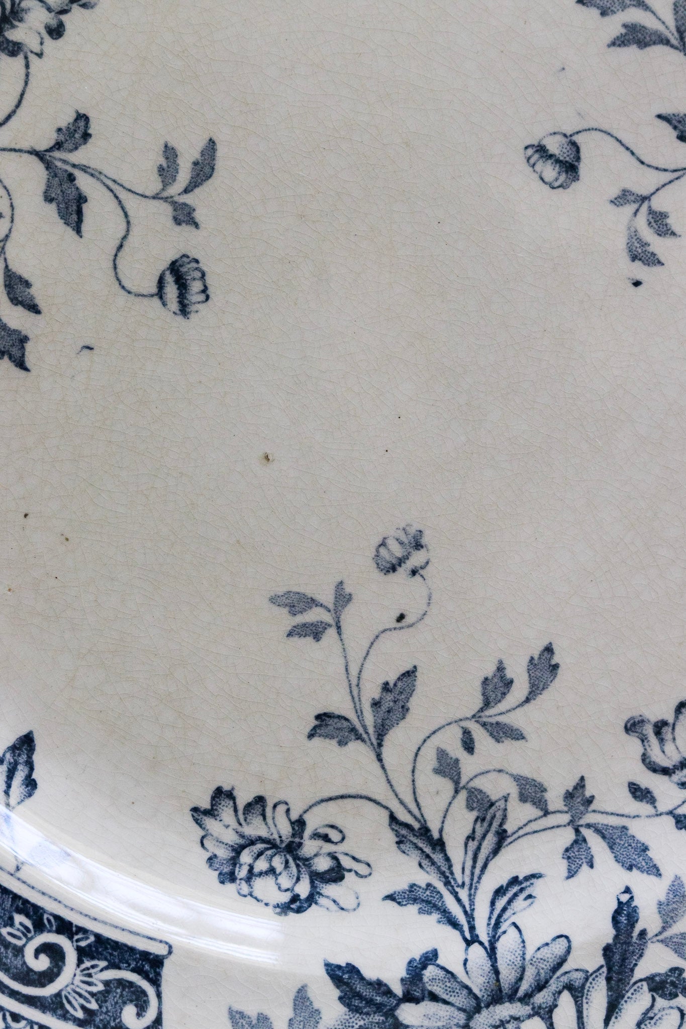 Antique French Transferware Plate with Flowers No.1