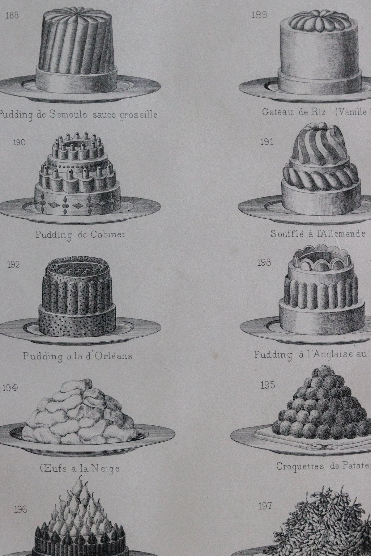 Antique French Dessert Engraving c.1880