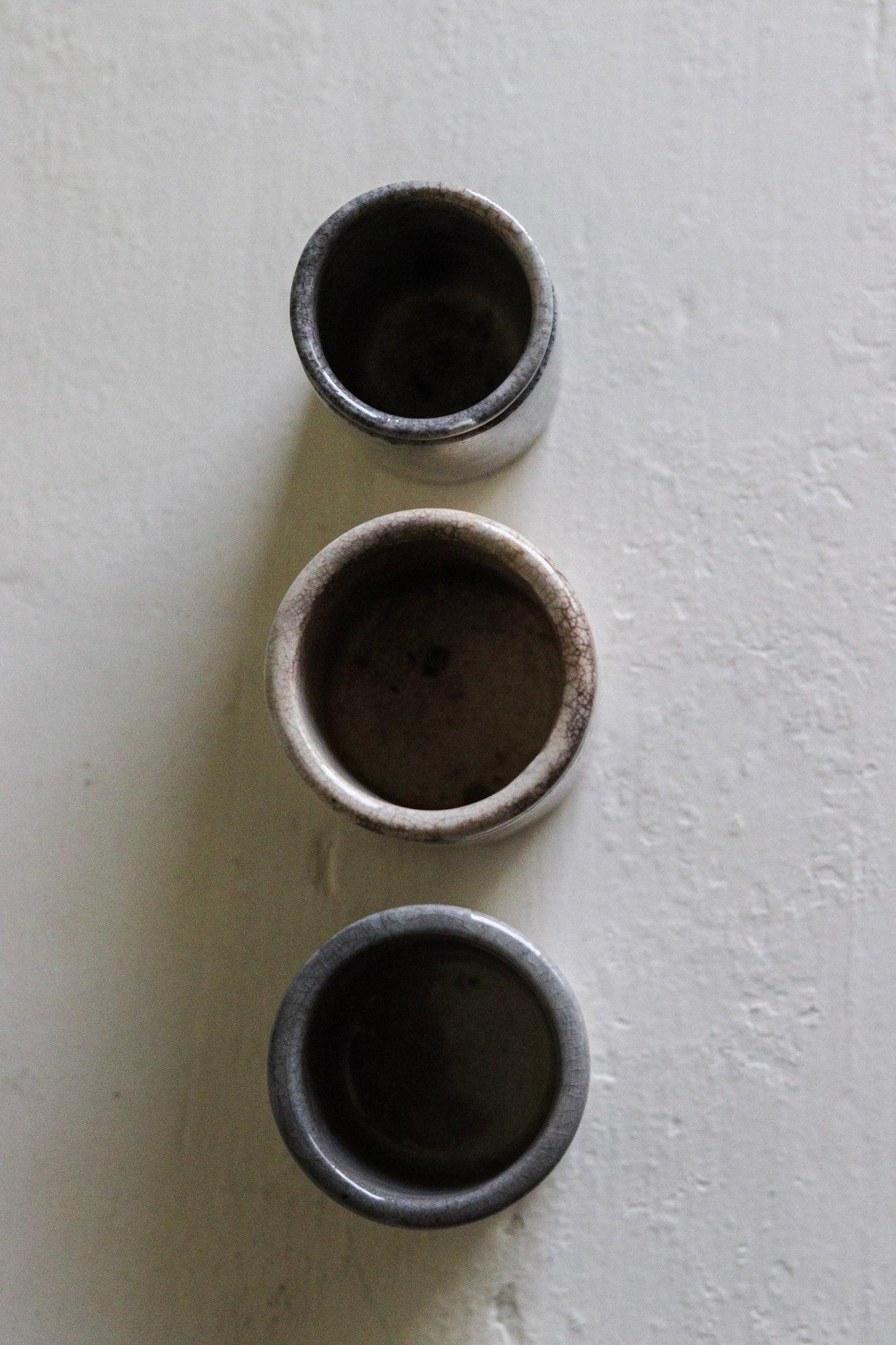 Petite Antique French Ointment Pots - Set of Three