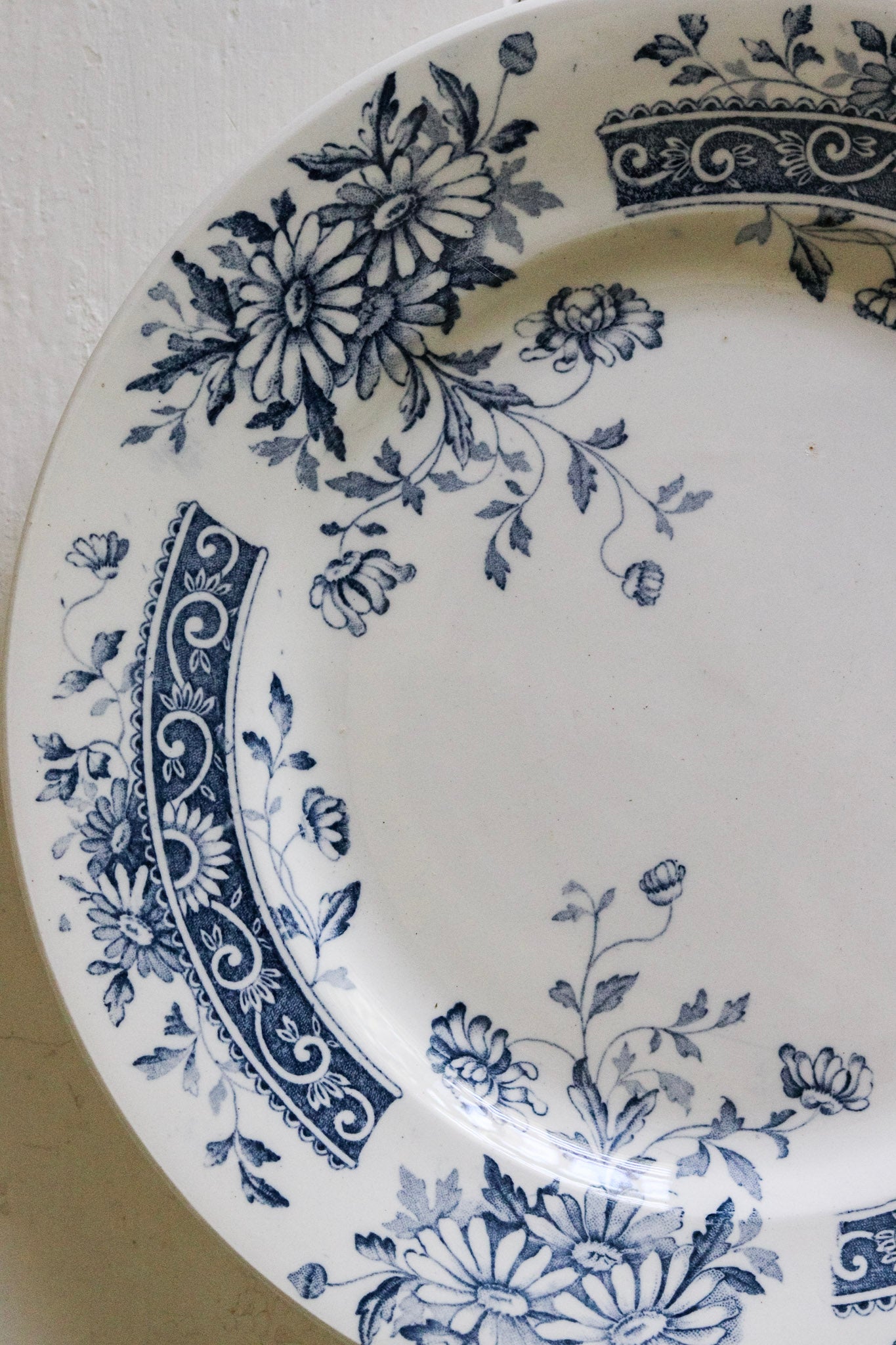 Antique French Transferware Plate with Flowers