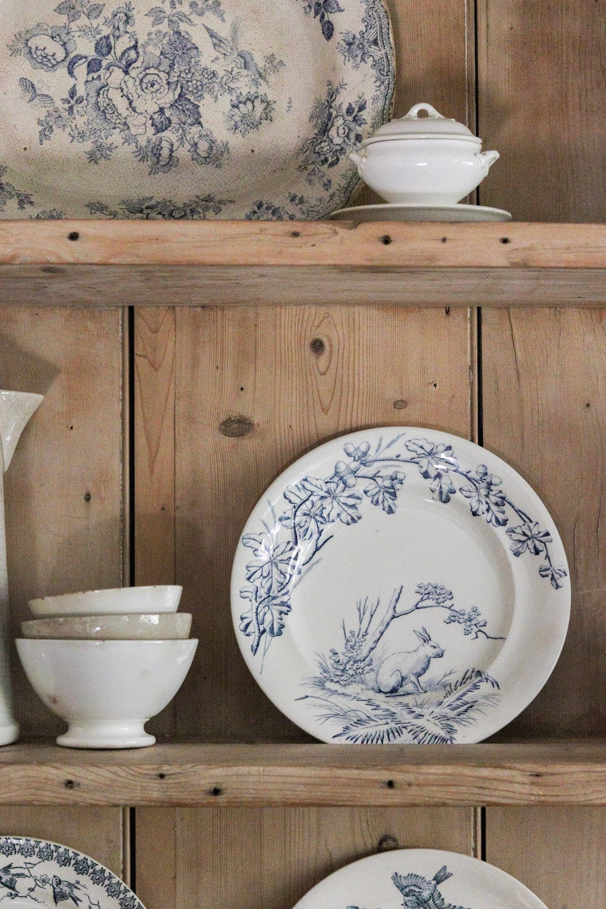Antique French Transferware Plate with Rabbit
