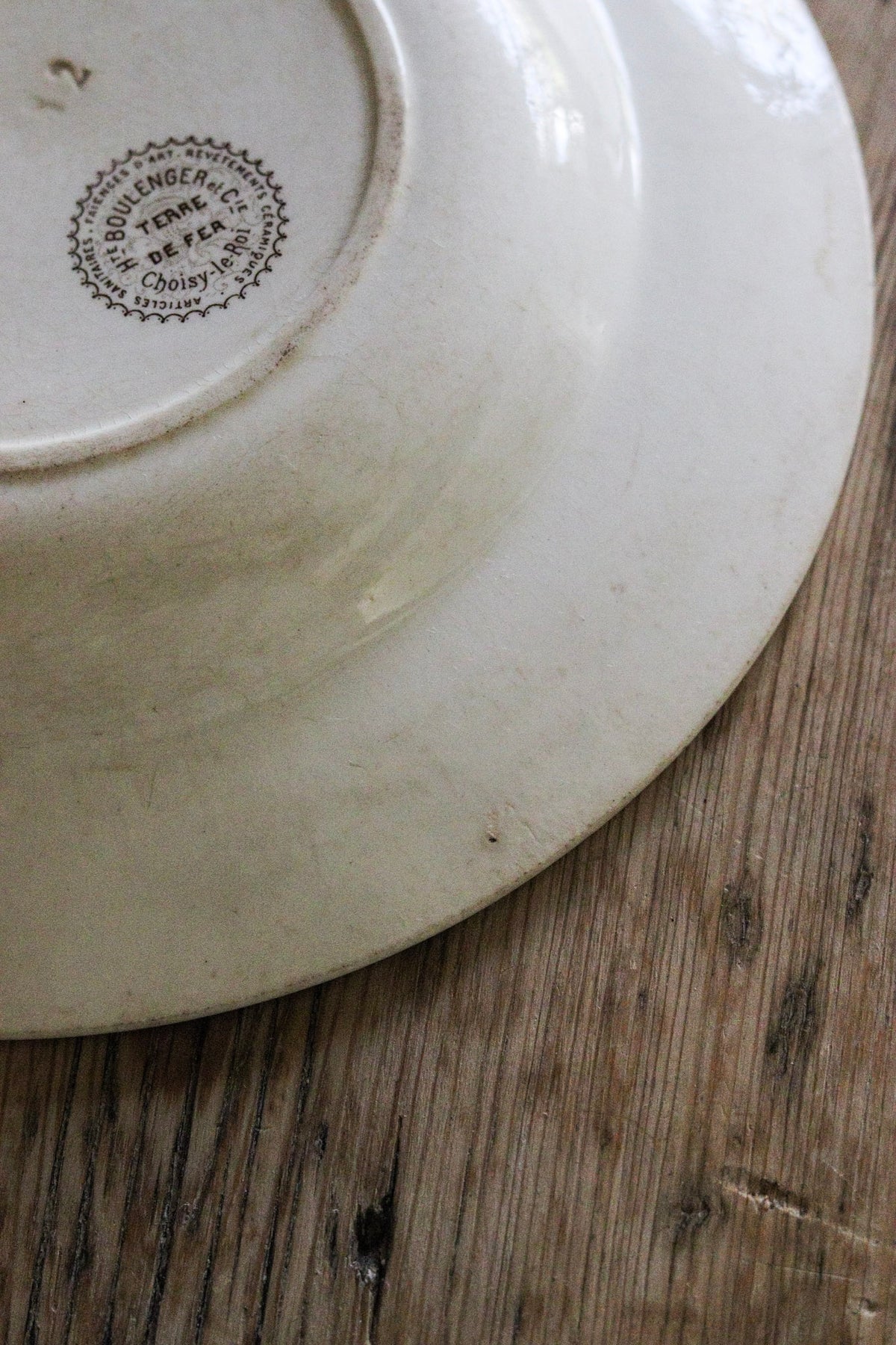 Antique French Transferware Shallow Bowl with Birds