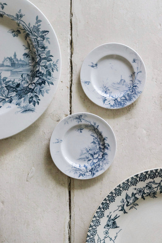 Pair of Antique French Dînette Set Transferware Salad Plates  No. 2