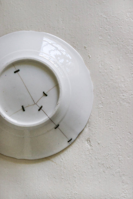 Vintage English Saucer with Staple Repairs No. 2