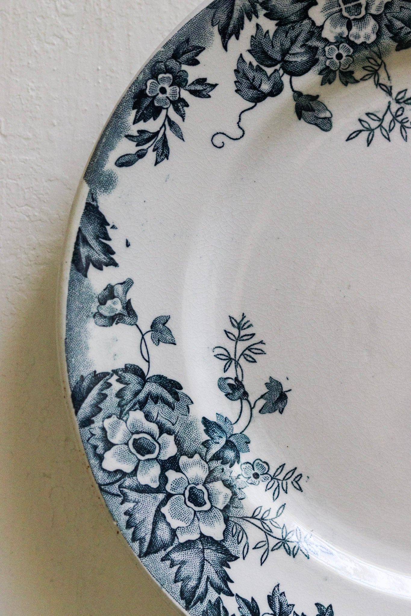 Antique French Transferware Plate with Flowers