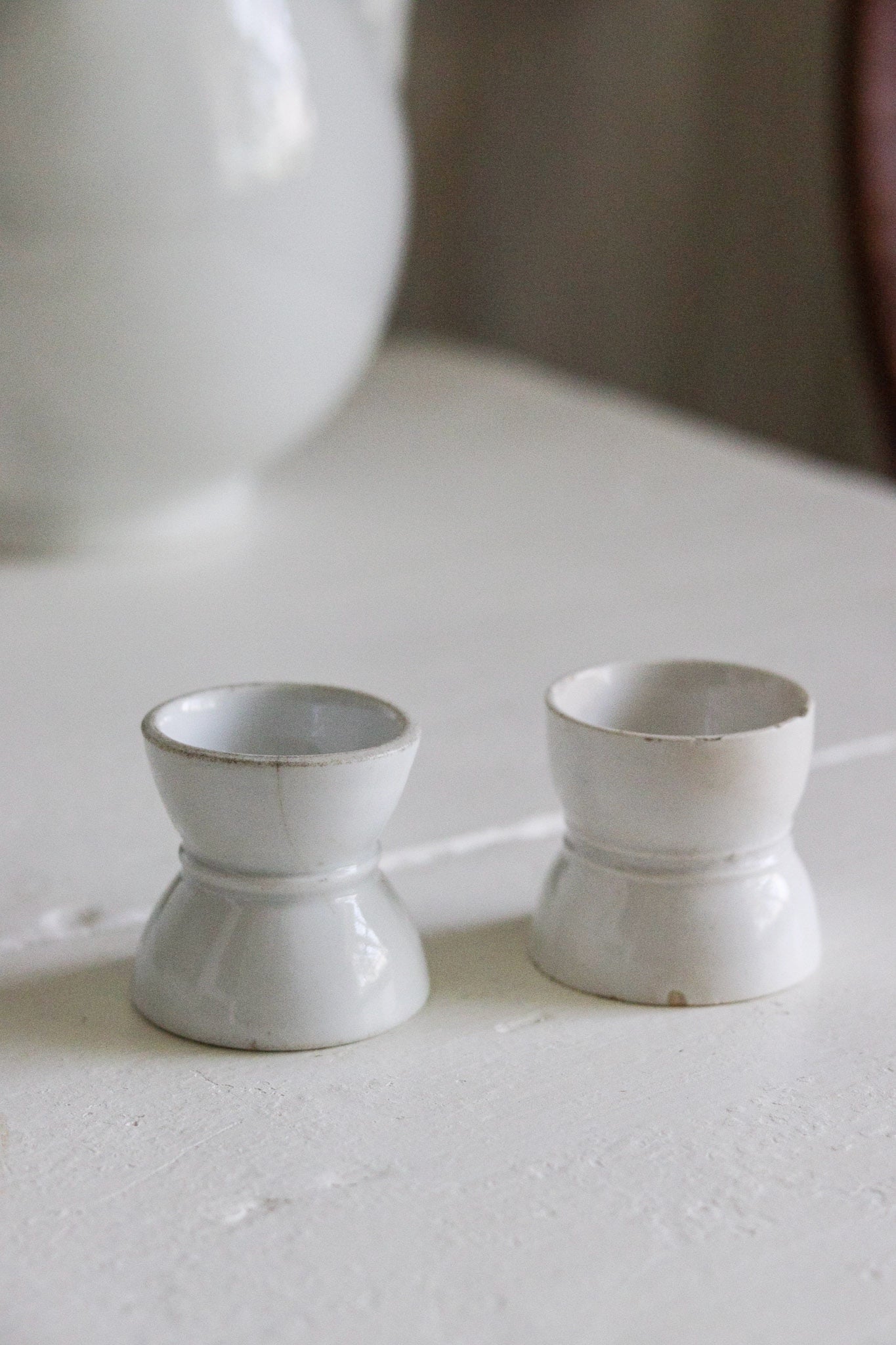 Pair of Antique French Ironstone Egg Cups No.2 - See Description