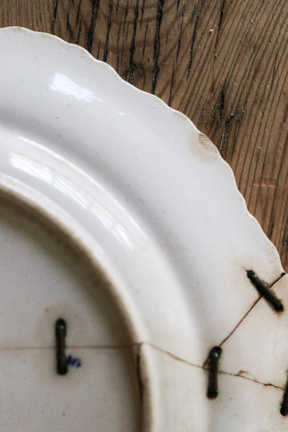 Antique English Staple Repaired Plate