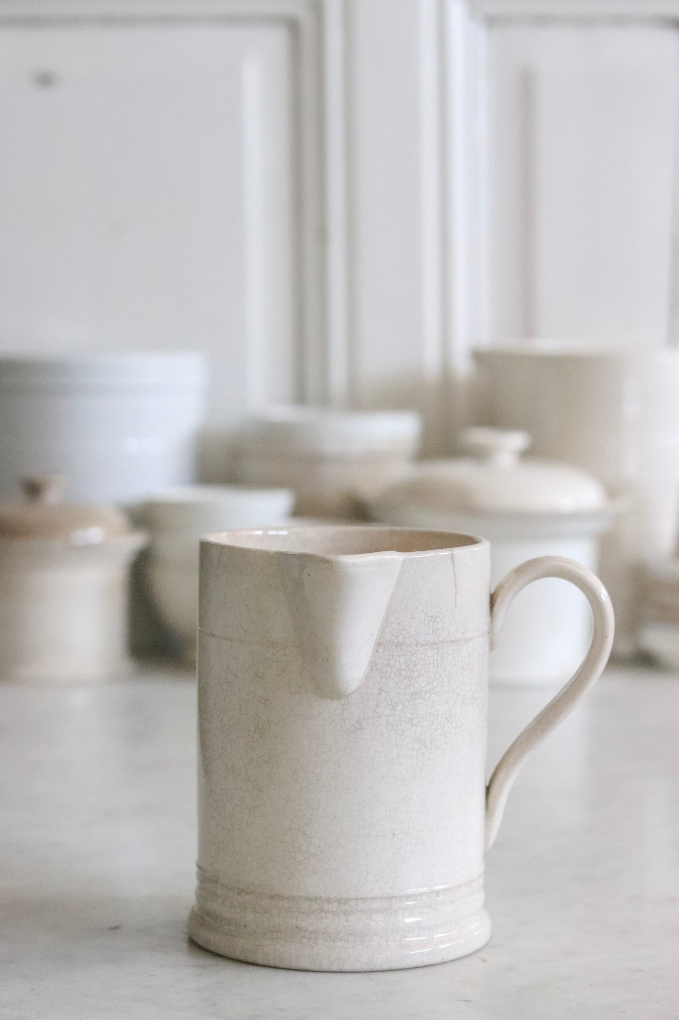 Vintage Ironstone Syrup Pitcher with Staining