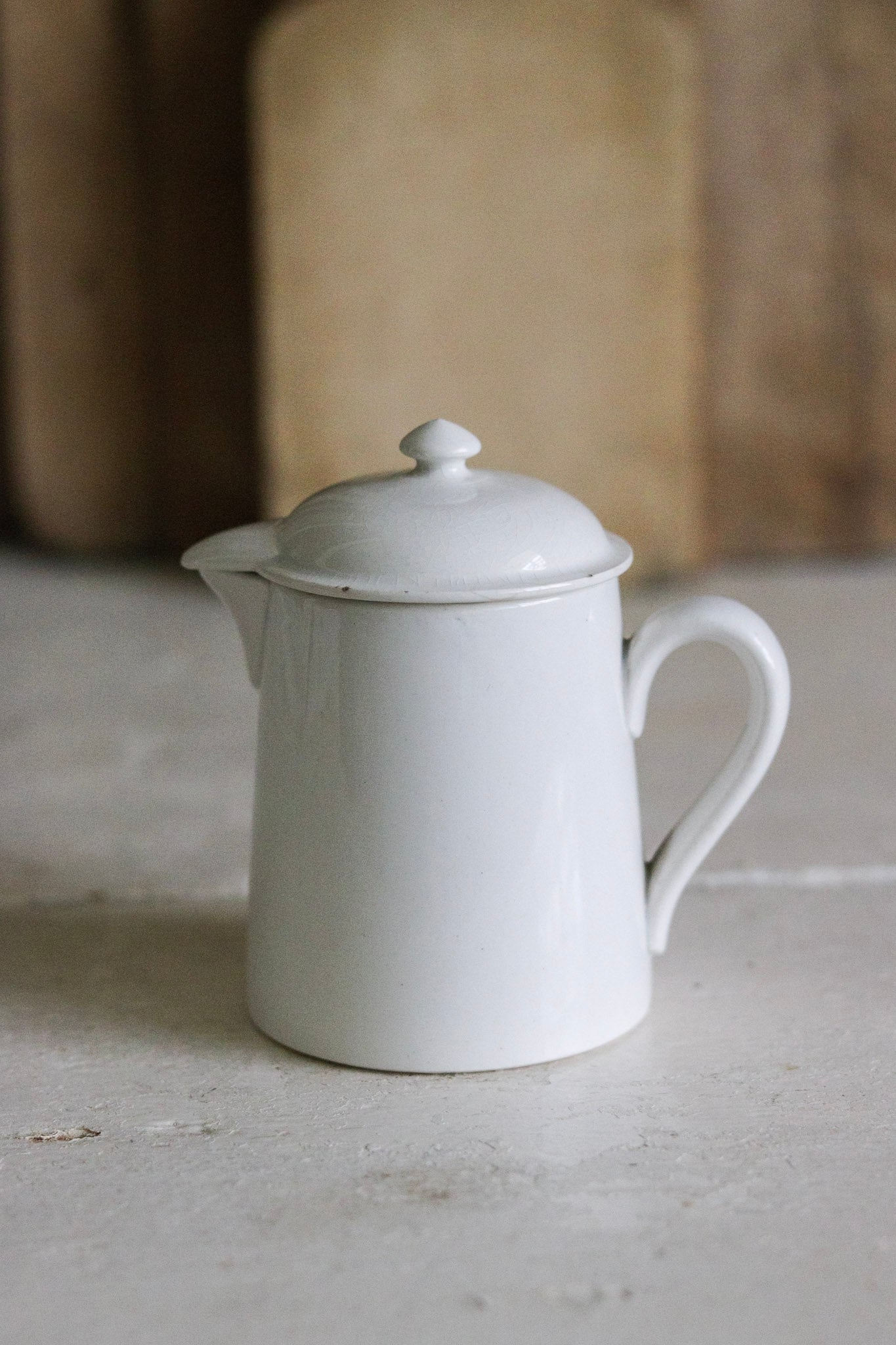 Petite Vintage French Ironstone Creamer with Lid